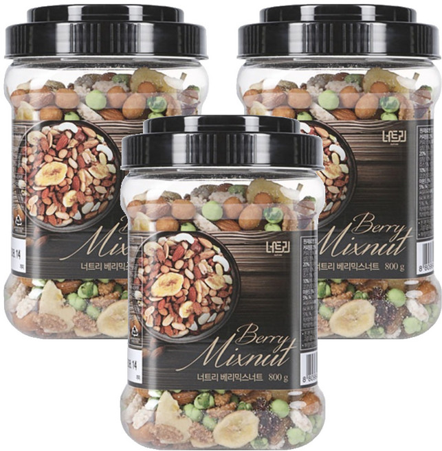 Nutree 綜合風味堅果零食組, 800g, 3罐