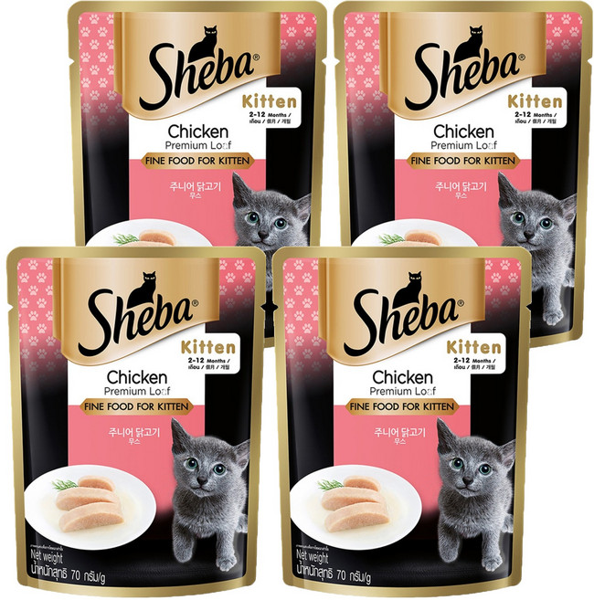 쉬바 키튼 고양이 간식파우치, 닭, 70g, 4개