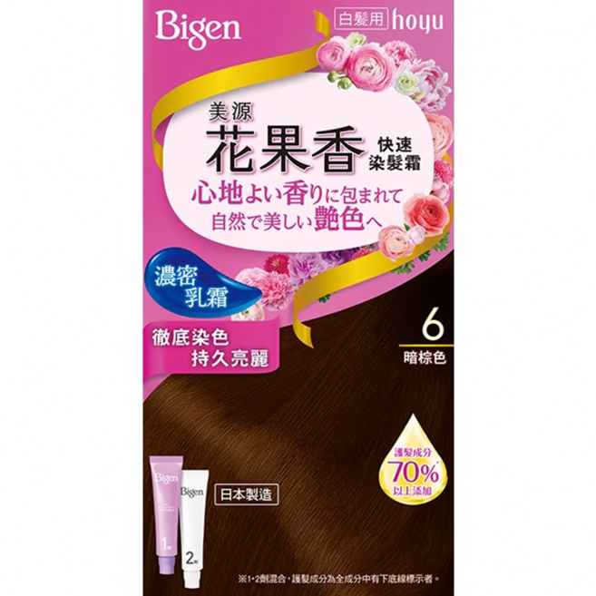 Bigen 美源 花果香快速染髮霜, 6暗棕色, 1盒