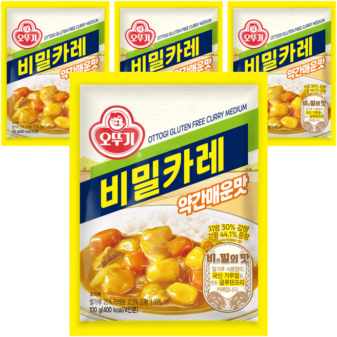 오뚜기 비밀카레 약간매운맛, 100g, 4개