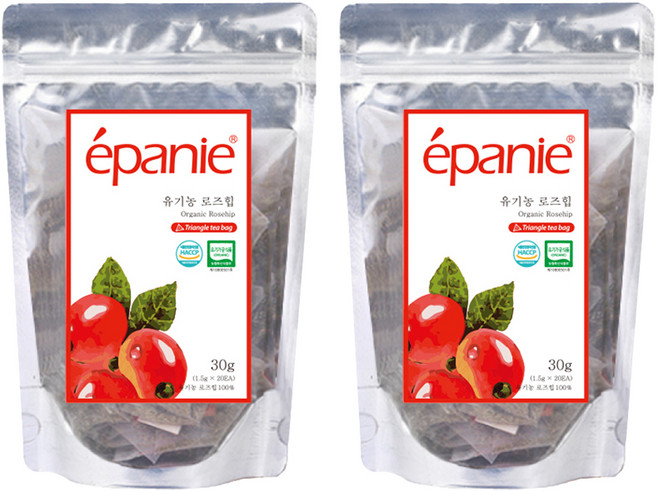 에빠니 유기농 로즈힙 삼각망 티백 허브차, 1.5g, 20개입, 2개