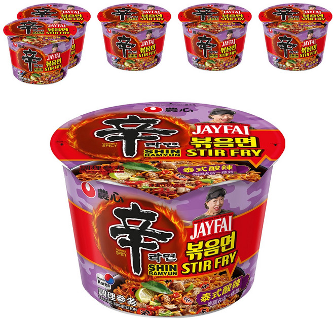 NONGSHIM 農心 辛炒麵 泰式酸辣味 大碗麵 103g, 6入