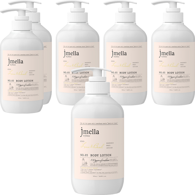 jmella 法式漫舞香水身體乳液 No.03 Lime + Basil, 500ml, 6瓶