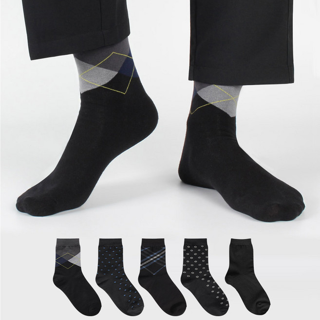 COZY LABEL 男士中筒紳士西裝襪5件組