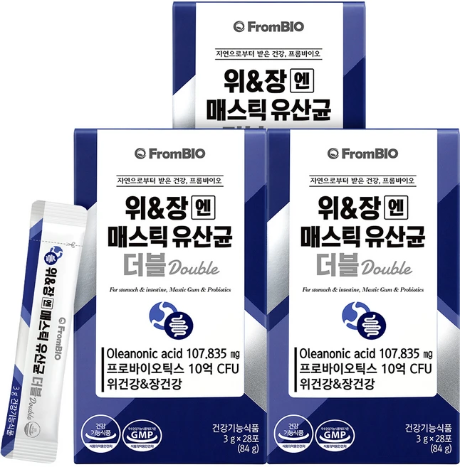 프롬바이오 위 & 장엔 매스틱 유산균 더블, 84g, 3개 - 쿠팡