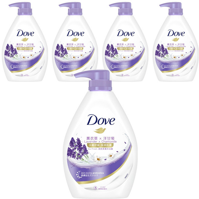 Dove 多芬 Go Fresh 清爽柔膚舒緩沐浴露 薰衣草 + 洋甘菊, 900g, 5瓶