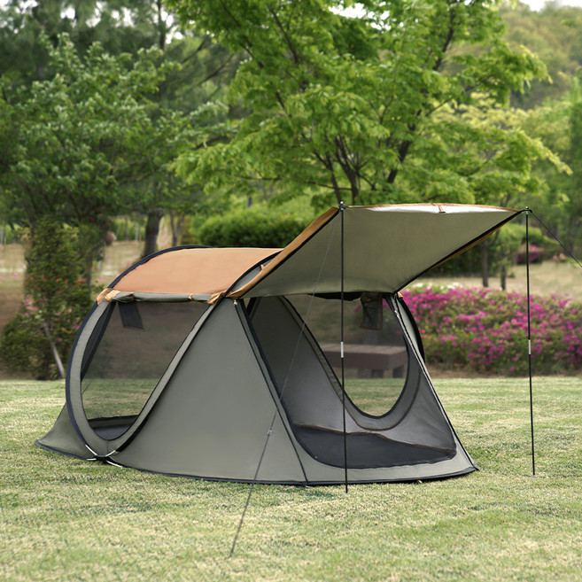 빈슨메시프 티클라 원터치텐트 오페라스위트 + 폴대2p, 브라운, 4인용