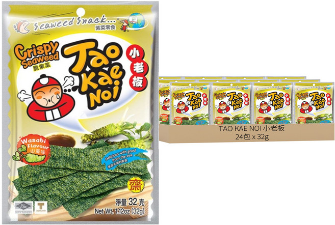 TAO KAE NOI 小老板 厚片海苔 山葵味, 32g, 24包