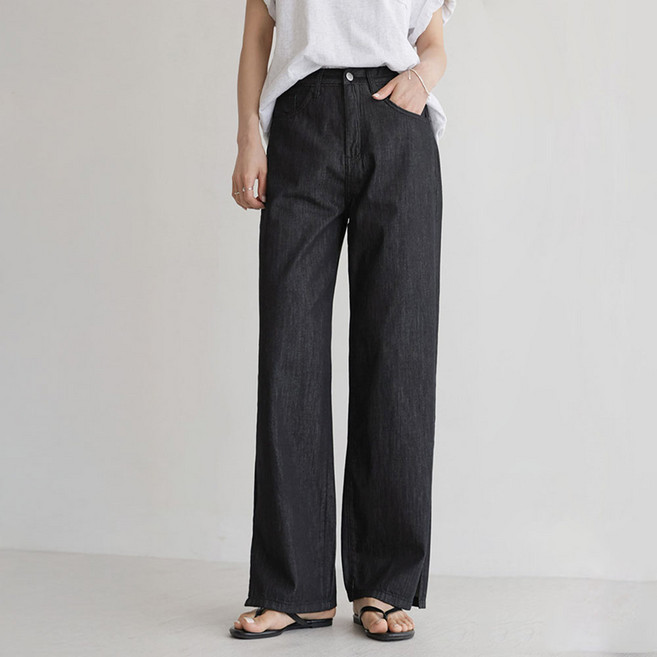 앤드스타일 여성용 숏/기본/롱 기장 썸쿨진 17탄 백포켓 논페이드 와이드 데님 팬츠 264562