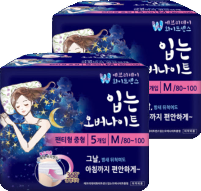 화이트센스입는오버나이트중형, 오버나이트, 5매입, 2개