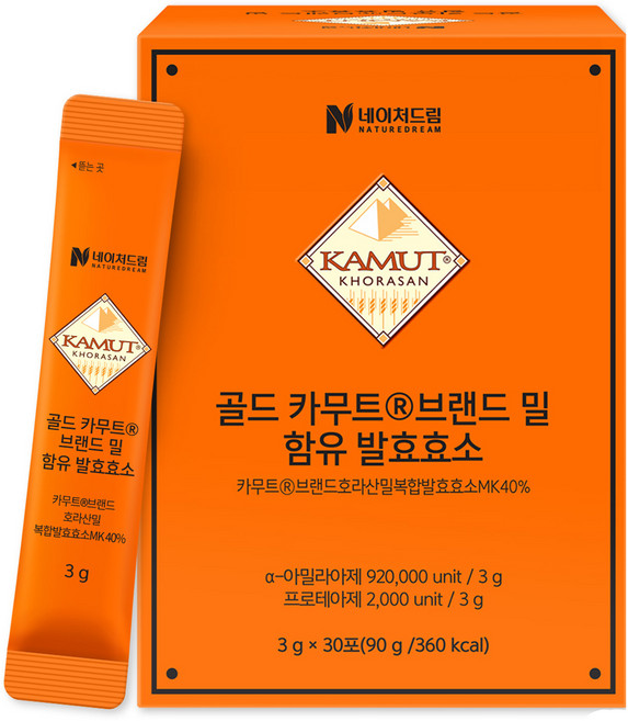 네이처드림 골드 카무트 브랜드밀 함유 발효효소 30p, 90g, 1개