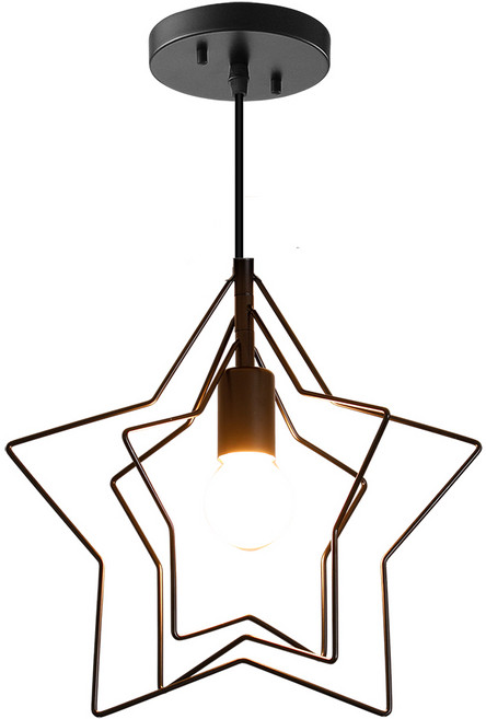honey comb 北歐風旋轉星星餐廳單吊燈, 1入, 黑