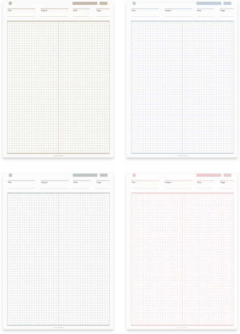 투코비 그리드 두툼 떡메모패드 4종 세트 B5 120g, 브라운 + 그레이 + 핑크 + 블루, 1세트