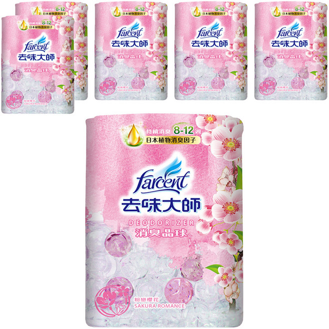 Farcent 去味大師 消臭晶球 粉戀櫻花, 6盒, 350ml