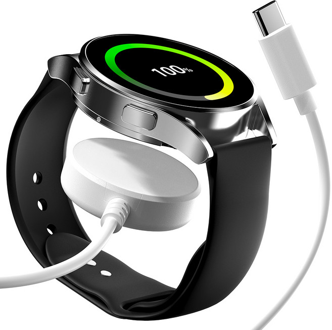 구스페리 삼성 갤럭시워치 호환 무선 충전기 C타입 충전케이블 충전독, 화이트, 1개