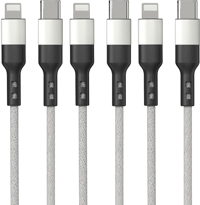 구스페리 C타입-애플8핀 PD 초고속 충전 케이블, 2m, 화이트, 3개