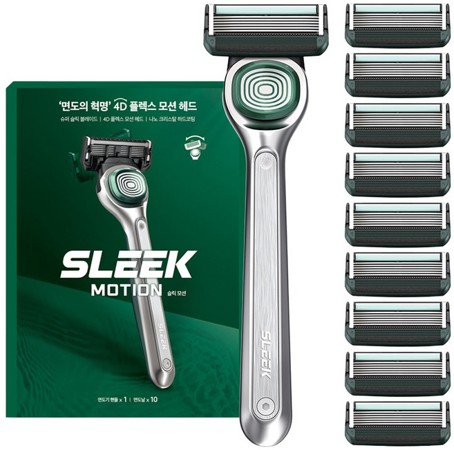 도루코 슬릭 모션 면도기 세트, 면도기 + 면도날 10p, 1세트