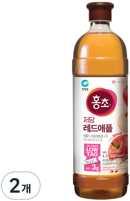홍초 레드애플 저당, 1.5L, 2개