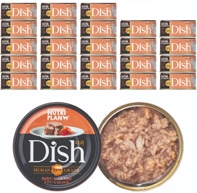 동원뉴트리플랜 고양이 디쉬 간식캔, 혼합맛(흰살참치/연어), 85g, 24개