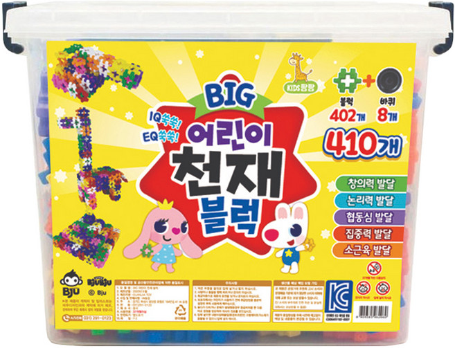 키즈팡팡 BIG 어린이 천재 블럭 410p, 혼합색상, 1개