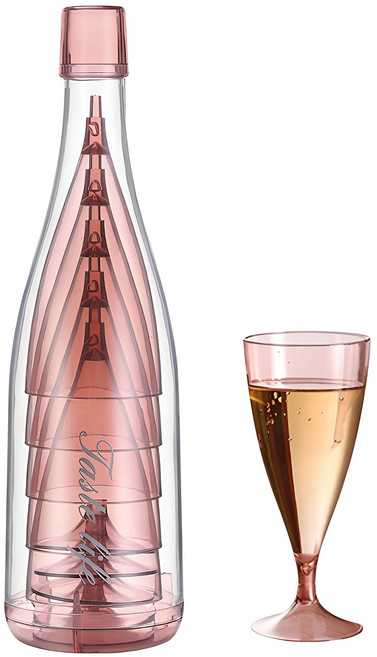 착한살림 휴대용 플라스틱 와인잔 5p 세트 핑크, 200ml, 1세트