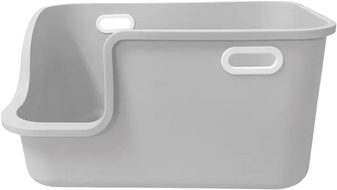 Nice u 毛樂趣 可提開放式貓砂盆 PP塑料材質, 灰色, 1個