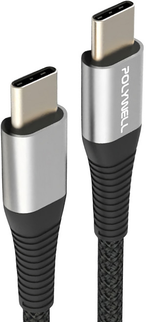 POLYWELL 寶利威爾 100W Type-C快充線 PW15-W45-A341, 0.5m, 槍色, 1條