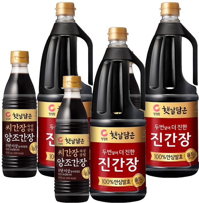 햇살담은 두번 달여 더 진한 진간장 골드 1.7L + 씨간장 골드 500ml 세트, 3세트