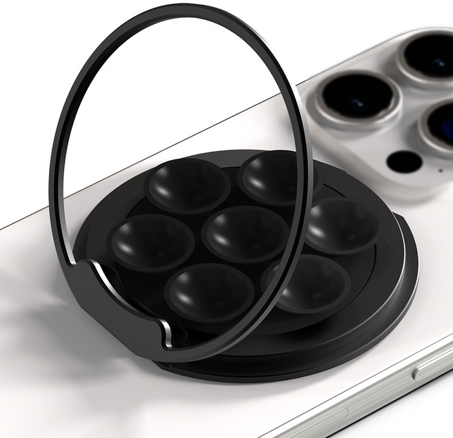 엑씨 에어그립 맥세이프 호환 흡착 패드 거울 겸용 휴대폰 거치대 스마트링, 블랙, 1개