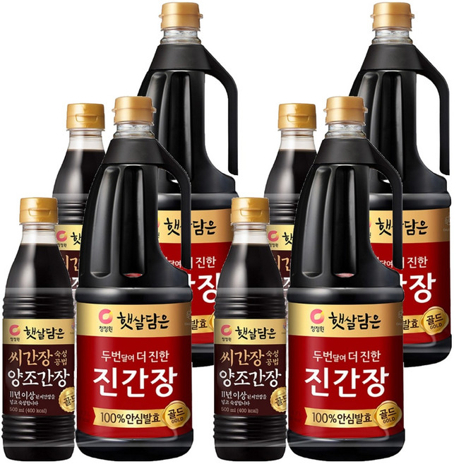 햇살담은 두번 달여 더 진한 진간장 골드 1.7L + 씨간장 골드 500ml 세트, 4세트