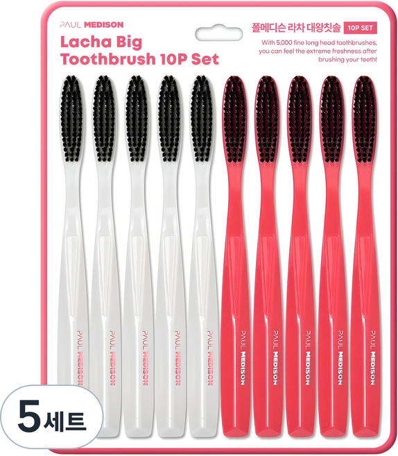폴메디슨 라차 대왕칫솔 세트, 10개입, 5개