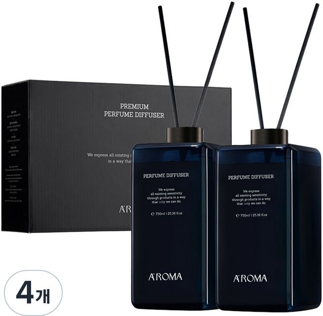 에이로마 퍼퓸 그랑데 디퓨저, 4개, 750ml, 테라스우드