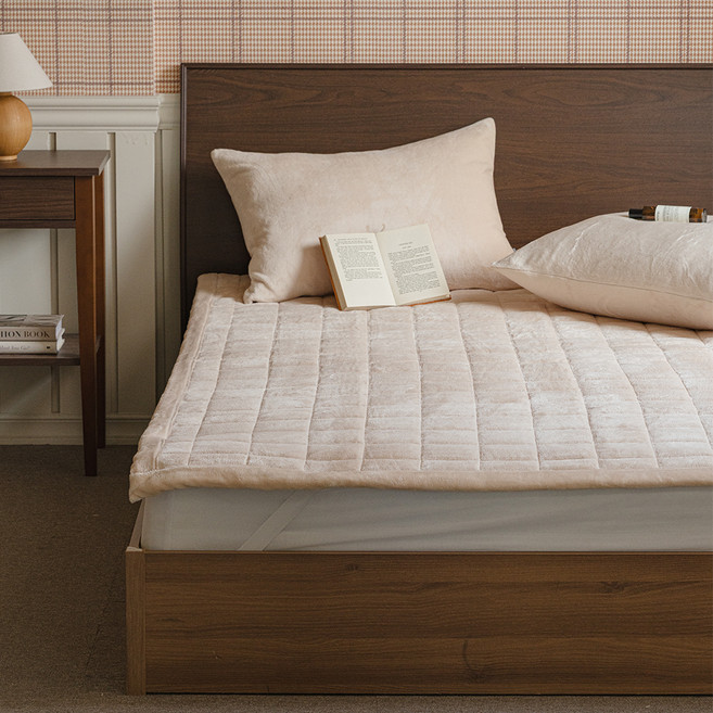 아망떼 소울메이트 장모 극세사 침대패드, 베이지