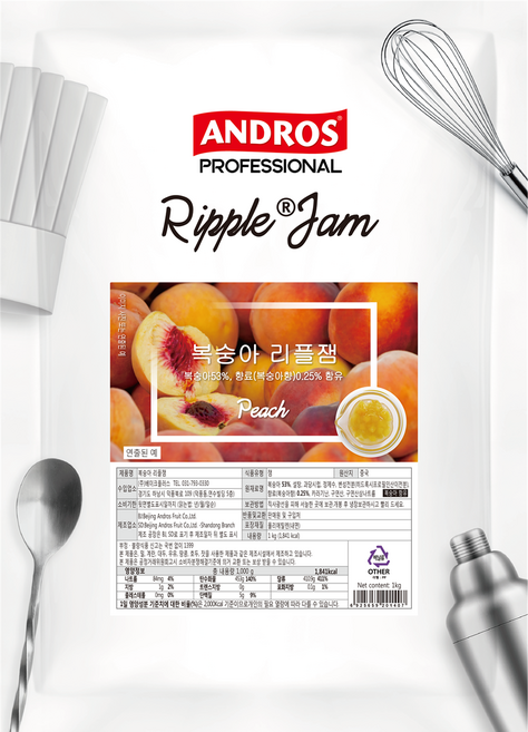 안드로스 복숭아 리플잼, 1kg, 1개