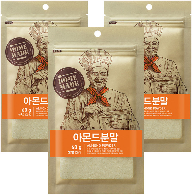 큐원 홈메이드 아몬드 분말, 60g, 3개