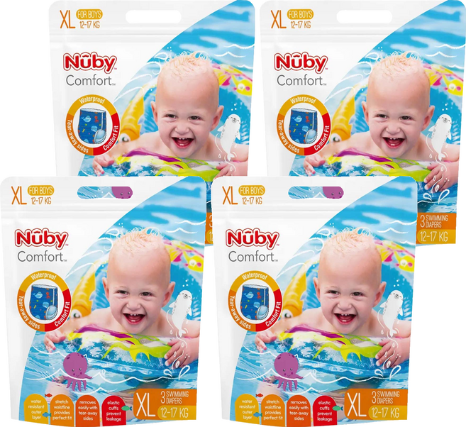 Nuby 游泳尿布 男款 體重12~17kg兒童適用, XL, 12片