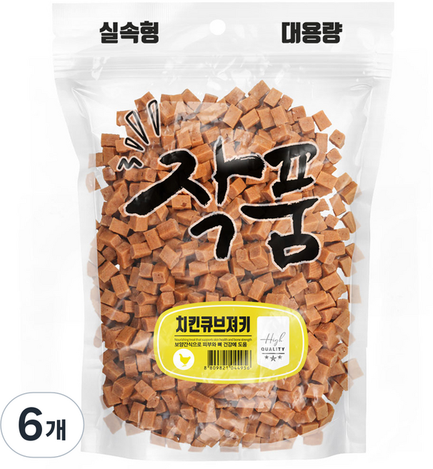 투투펫 작품 강아지 대용량 육포 간식, 1kg, 6개, 치킨큐브져키