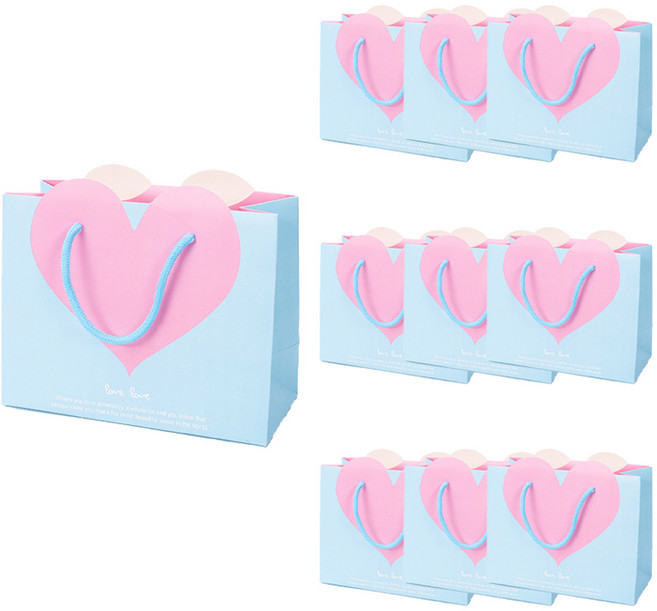 길그리 하트 선물 쇼핑백, 01 블루, 10개