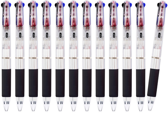 탐사 기록 아카이브 3색 볼펜 0.7mm, 투명, 12개