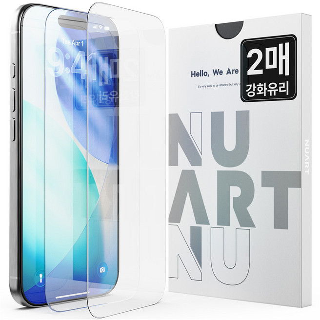 누아트 9H 2.5D 강화유리 휴대폰 액정보호필름, 2개
