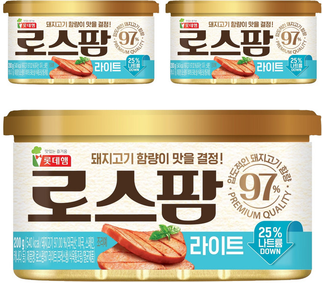 롯데웰푸드 로스팜 라이트, 200g, 3개