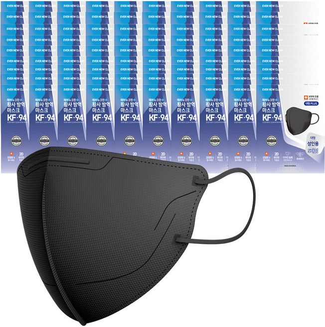 에버뉴크린 황사방역 마스크 대형플러스 KF94, 5개입, 120개, 블랙