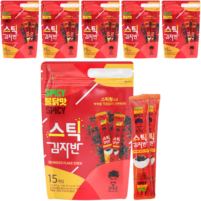 김대감 불닭맛 스틱 김자반 15p, 150g, 6개