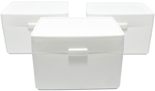HIMARAYA 掀蓋純白立方收納盒 3個, 白色, 1組
