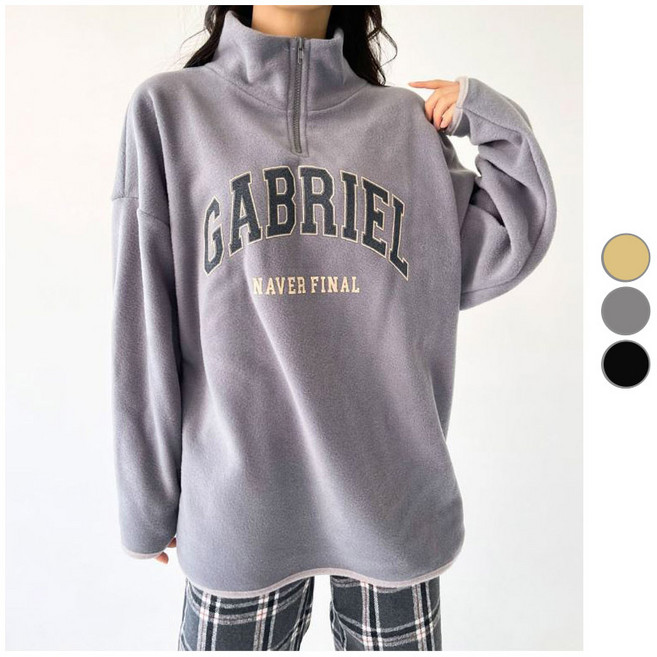 플랜데이 배브 오버핏 반집업 아노락 맨투맨