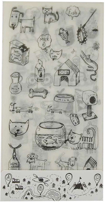 和紙裝飾貼紙 6張, 黑白世界, 1包