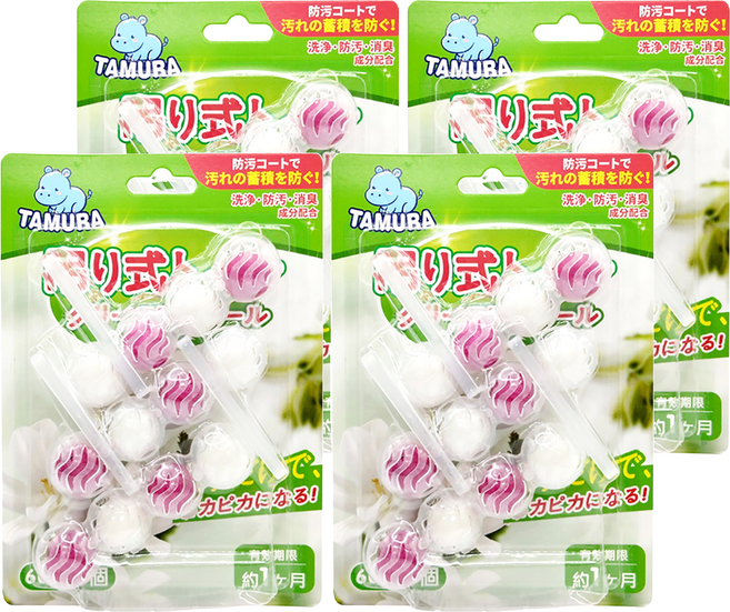 TAMURA 日本 馬桶清潔球 小蒼蘭, 180g, 4盒