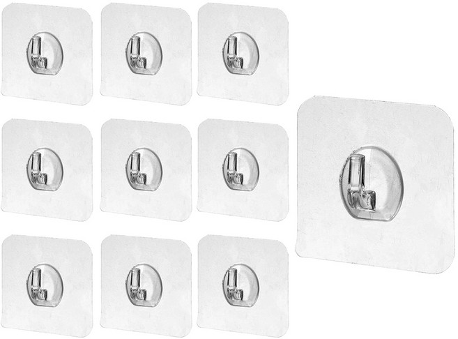 코멧 강력한 접착식 후크걸이, 10개, 투명