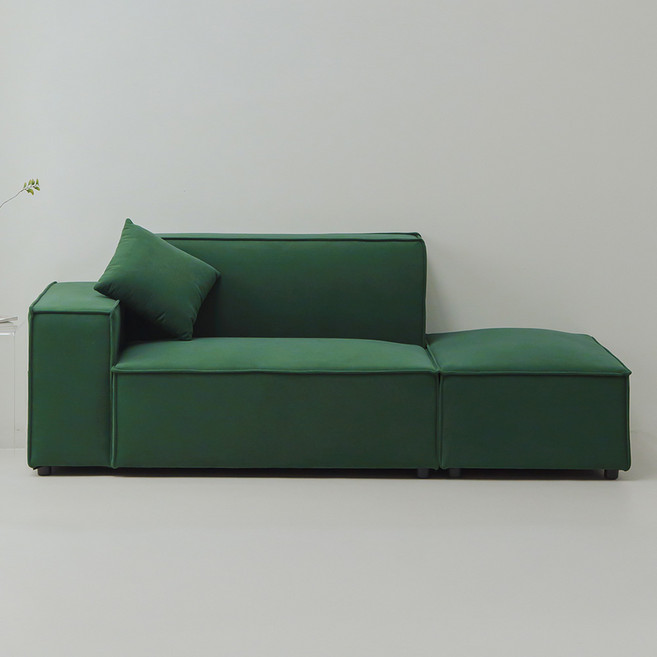 퍼리든 네스트 패브릭 2인용 쇼파 우형 + 쿠션 + 스툴 세트 방문설치, 딥그린