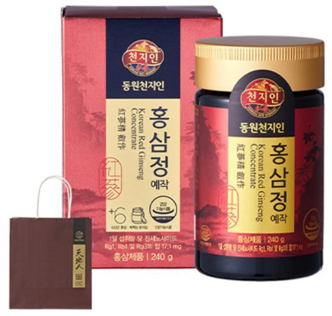 천지인 홍삼정 예작 + 쇼핑백, 240g, 1개 - 쿠팡